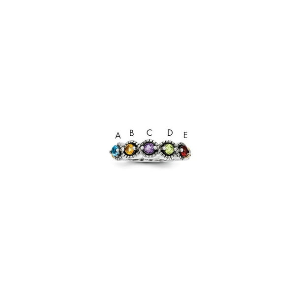 Family Celebration Sterling Silver & 14k Five-Stone and Diamond Mothers Pendant Semi-Mount Family Celebration Sterling Silver & 14k Five-Stone and Diamond Mothers Pendant Semi-Mount